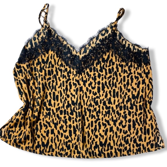Animal Print Camisole, Eyelash Lace V-neck, BP, XL. be a wild cat for Halloween! - Picture 3 of 8